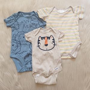Set of 3 baby boy onesies 3M, 0-3M, and 3-6M